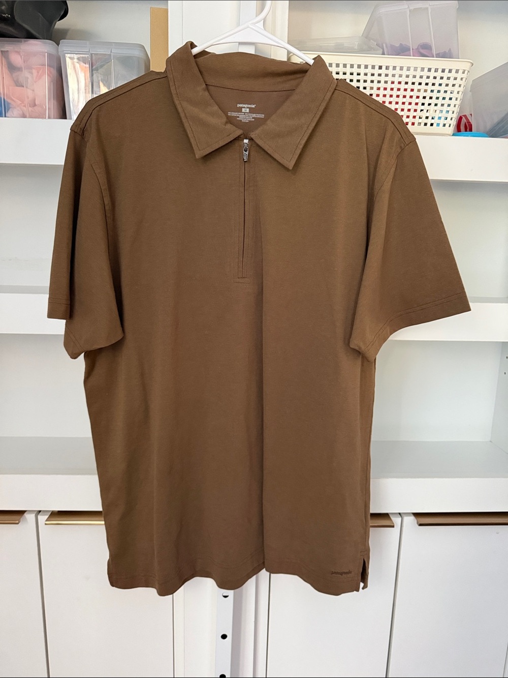 Vintage Men’s Patagonia Go-Fer 1/4 Zip Polo Sz Medium Brown